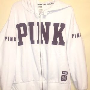 Pink hooded full zip sweatshirt